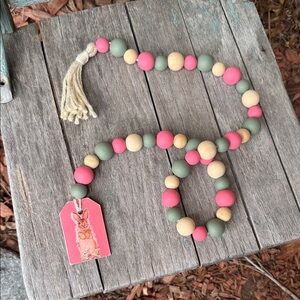 Handmade Farmhouse Decor Inspired Easter Wooden Jute Beads & Tassel